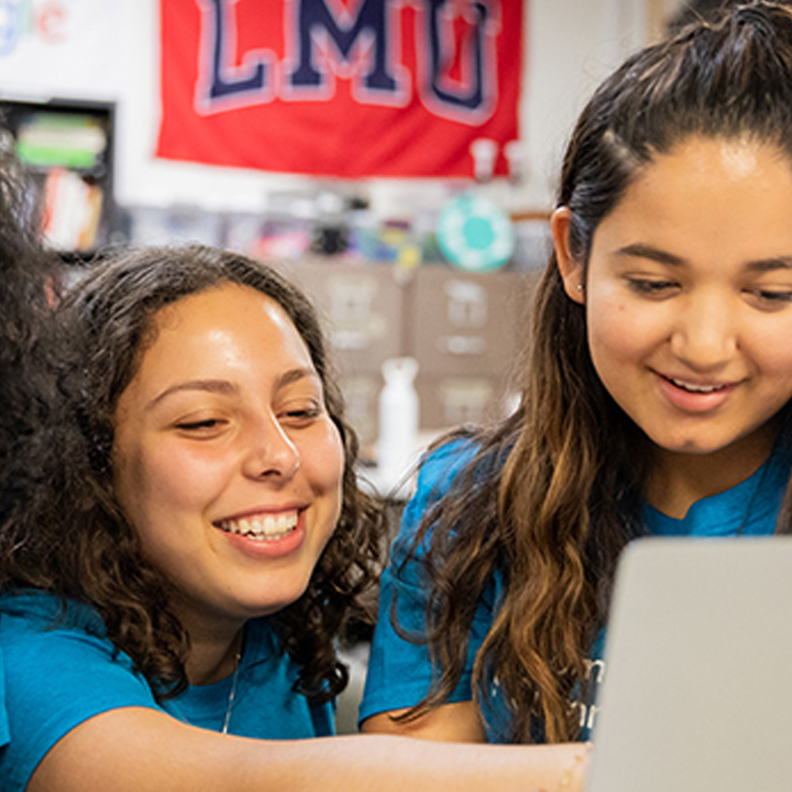 Students working together in the LMU Computer Science Summer Institute.
