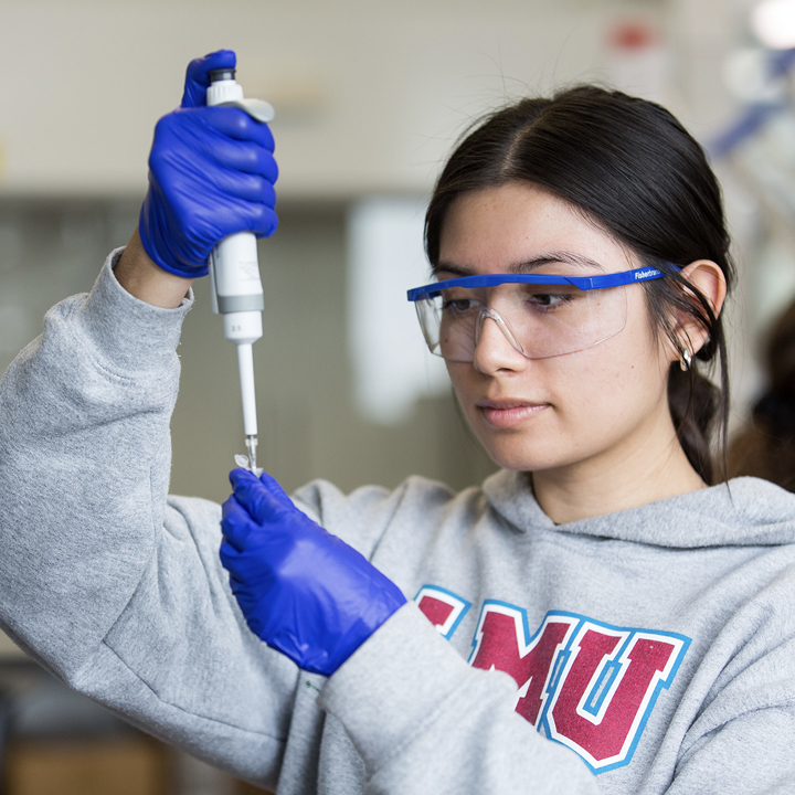 A student doing research at LMU in Los Angeles.