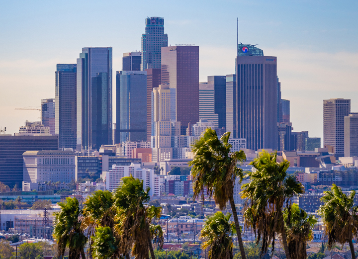 The skyline of Downtown Los Angeles.