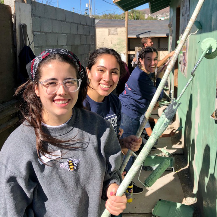 LMU students doing a service activity in Tijuana, Mexico.