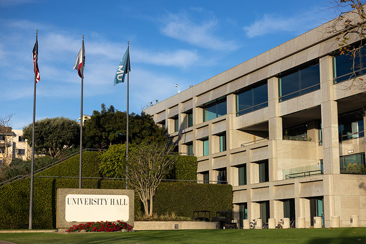 The entryway to University Hall
