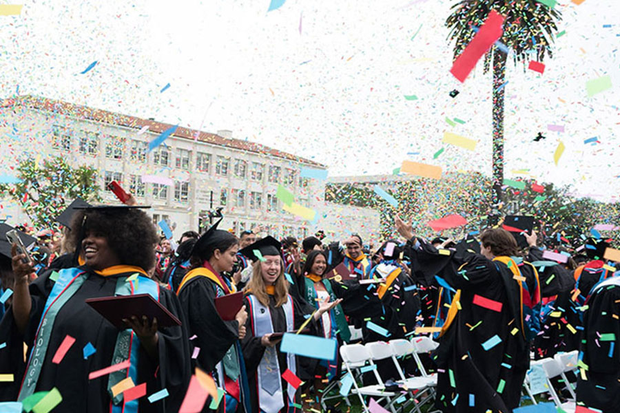 LMU Commencement Celebration 2026 with Confetti in the air