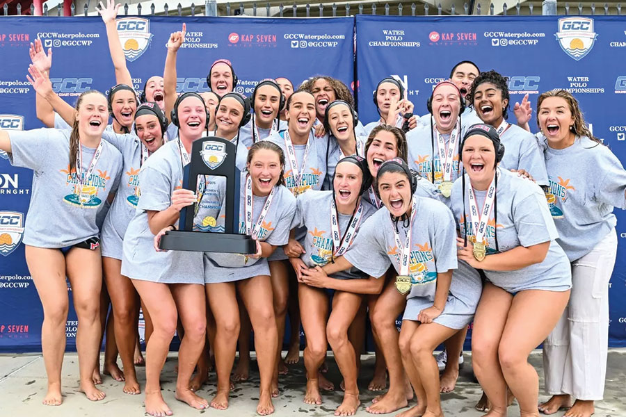 LMU Women's Water Polo holds their second consecutive GCC Trophy