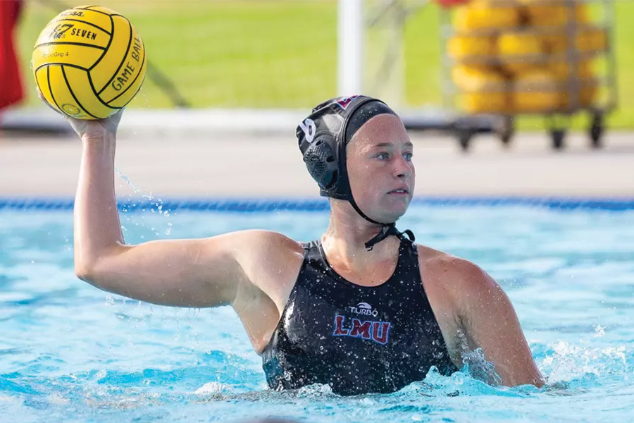 LMU Women's water polo player during a match
