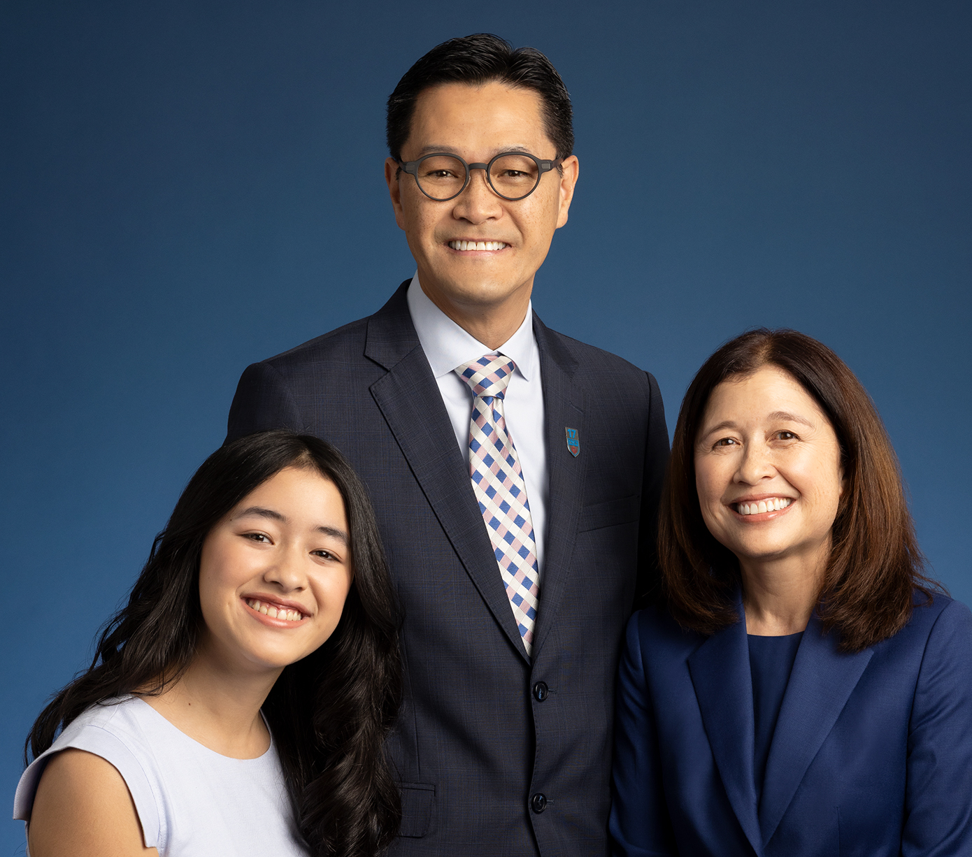 Thomas Poon, Ph.D., the 17th President of LMU and family.