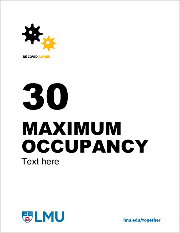 Editable signage saying 30 Maximum Occupancy