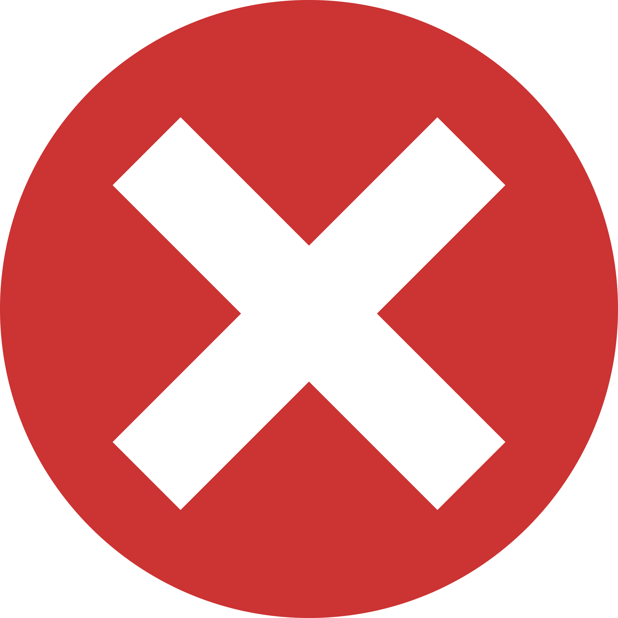 White x on red background