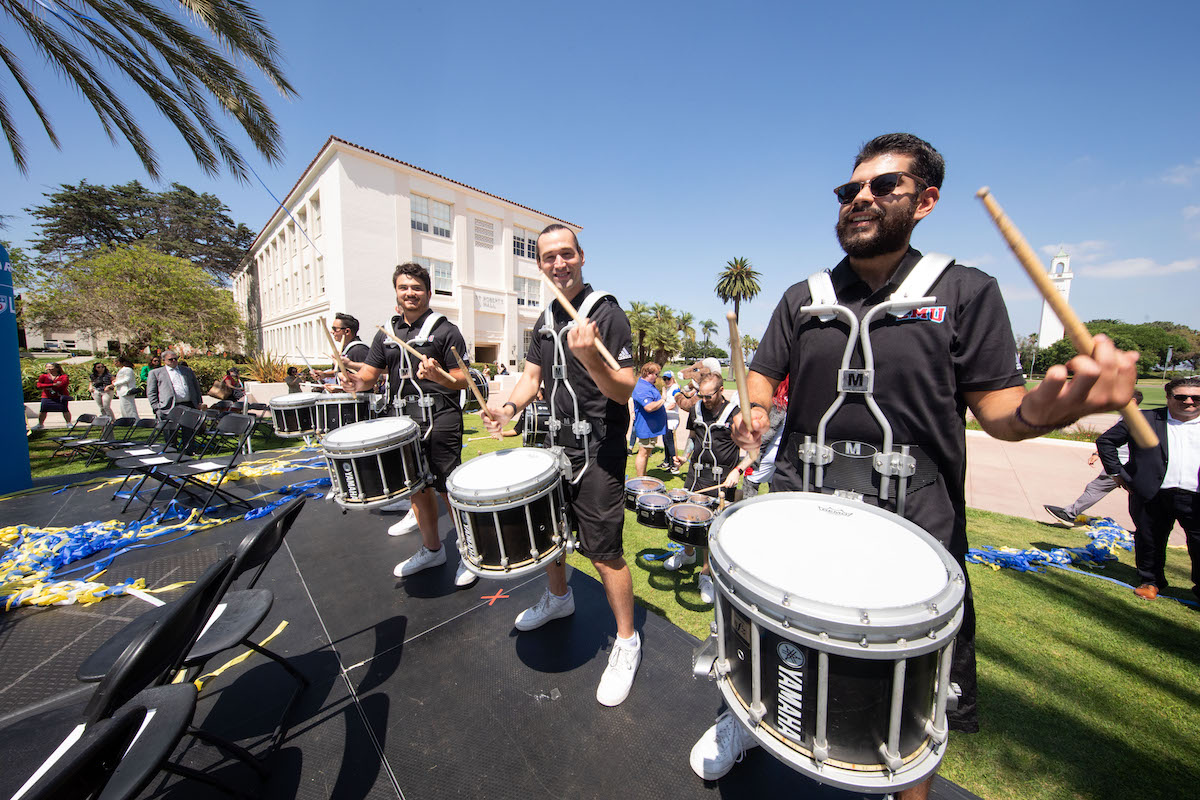Drum corp performing at Rams partnership announcement event