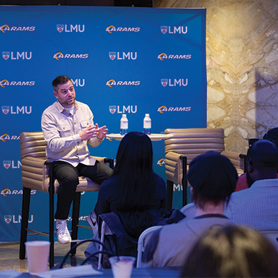 Seth Dudowsky speaks to LMU Students
