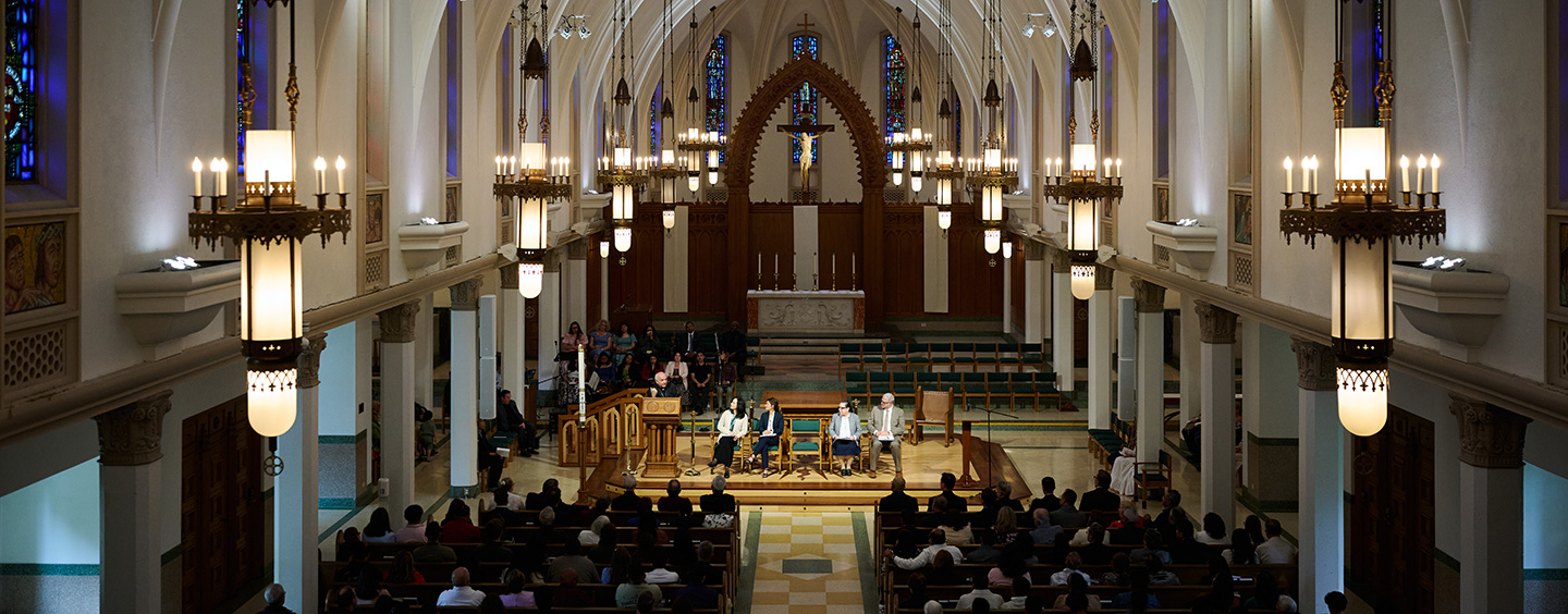 Mass taking place inside Sacred Heart Chapel