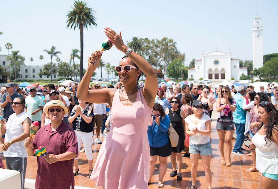 diverse crowd at SalsaFest on LMU's campus