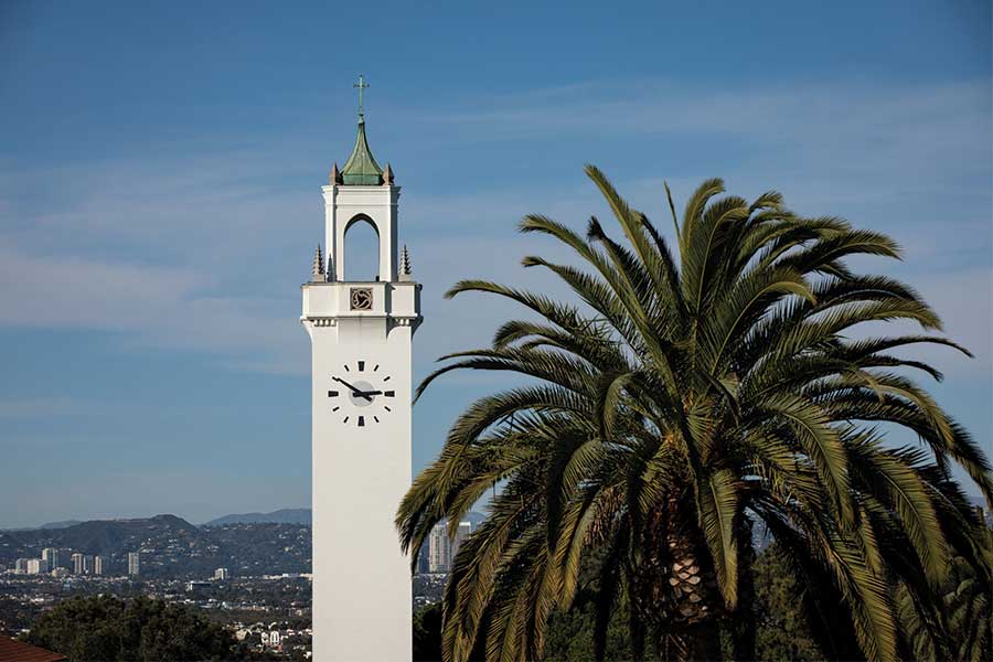 LMU's Bell Tower and Palm Tree