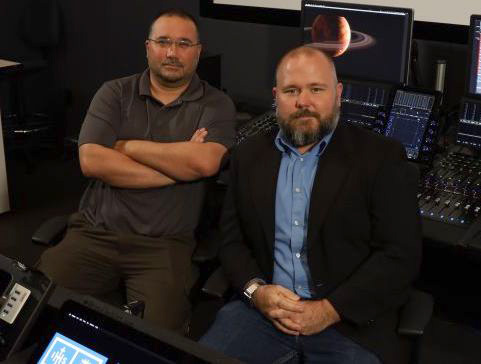 Brian Kotowski and Matt Frank sitting in a recording studio